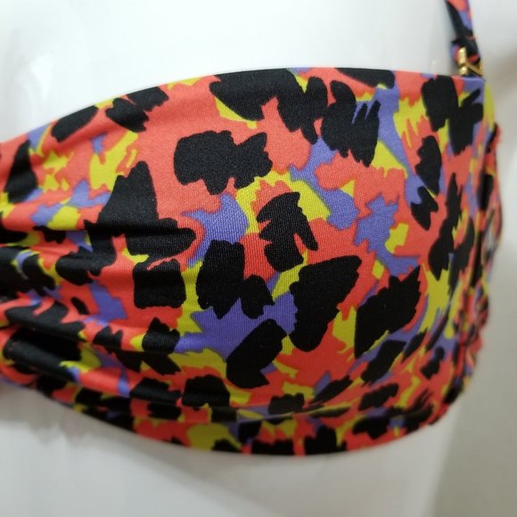 Victoria's Secret bikini top Large halter strapless bandeau abstract print beach - Picture 7 of 15